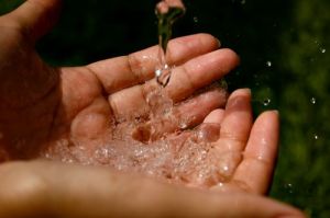 water in hands